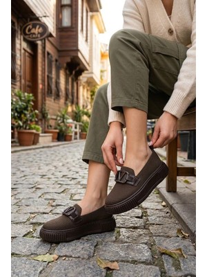 Fort Ventes 346411 Rahat Toka Aksesuarlı Triko Loafer Kadın Ayakkabı