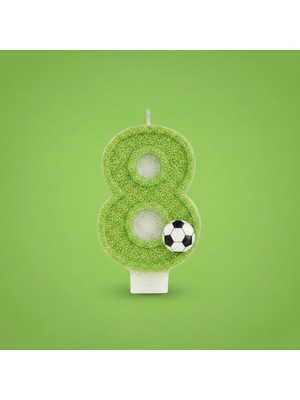 Yeşil Simli Pasta Mumu Doğum Günü Mum 1 Yaş Futbol Konsept