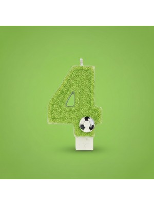 Yeşil Simli Pasta Mumu Doğum Günü Mum 1 Yaş Futbol Konsept
