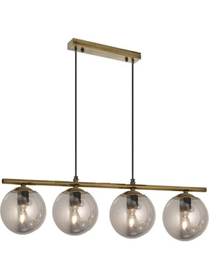 UltraMint Modern Füme Camlı Dörtlü Gold Sarkıt Avize ile Şıklık ve Işık