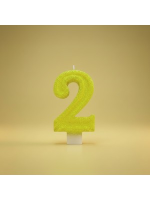 Sarı Simli Pasta Mumu Doğum Günü Mum 1 Yaş