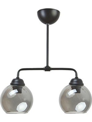 UltraMint Şık Siyah Füme Camlı Modern 2’li Avize, Salon, Mutfak ve Yatak Odası Için
