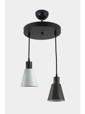 UltraMint Modern Siyah Beyaz Dekoratif Çift Sarkıt Avize, Cafe, Mutfak, Salon Için