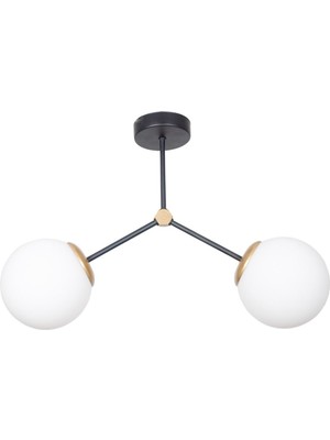 UltraMint Modern Siyah Gold ve Beyaz Camlı 2'li Salon, Mutfak, Hol ve Yatak Odası Avizesi