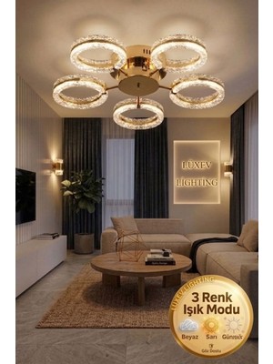 UltraMint 5'li Ledli Mozaik Model Avize, Renkli ve Kristal Tasarım