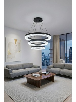 UltraMint Modern Siyah Çok Renkli Ledli Salon, Mutfak, Çocuk ve Yatak Odası Avizesi