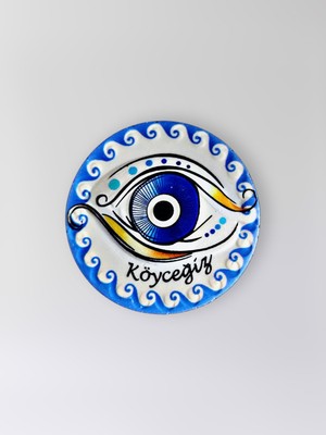 Mundy Köyceğiz Temalı Polyester Kabartmalı Nazar Magnet  Çap: 7 cm – Dekoratif Hediyelik Buzdolabı Süsü  (KOD:1231)