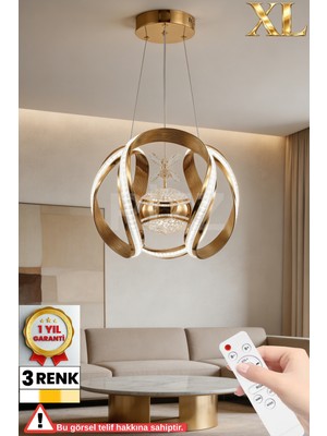 UltraMint Ithal Kasa Xl 3 Renk Kumandalı LED Avize, Salon ve Oturma Odası Için