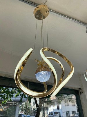 UltraMint Şık Gold Sarkıt LED Avize, 3 Renk, Oturma Odası ve Salon Dekorasyonu