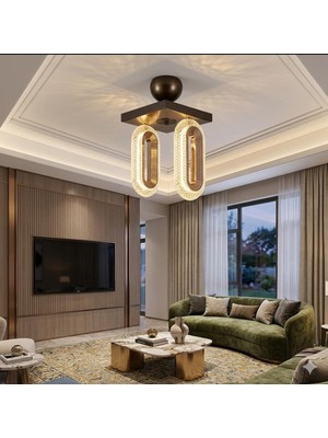 UltraMint Modern Oval Kasa Ledli 2’li Avize Seti, 3 Renk Seçeneği