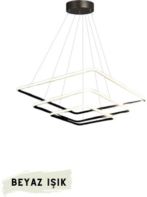 UltraMint Modern 3’lü Kare Sarkıt LED Avize, Beyaz Işık, Salon ve Oturma Odası Için