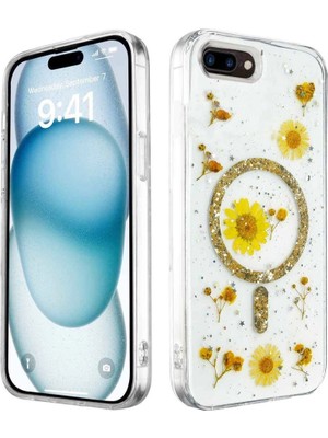 Zenvia Apple Iphone 7 Kılıf Daisy Simli Magsafe Kapak - Gold