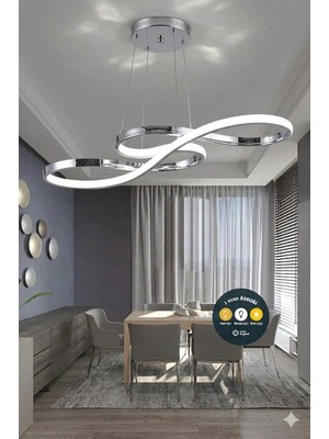 UltraMint Krom Kıvrımlı LED Sarkıt Avize, Çok Renkli, Salon ve Mutfak Için Şık Aydınlatma