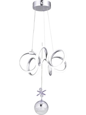 UltraMint Modern Krom Tek Top LED Sarkıt Avize, 3 Renkli Yanabilen Işık, Şık Salon Dekoru