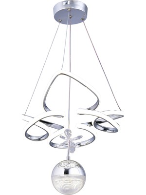 UltraMint Modern Krom Sarkıt LED Avize, 3 Renkli Işık Seçeneği