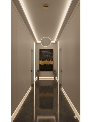 UltraMint Modern Yuvarlak Aynalı 20CM 3'lü Gold Avize Seti, Şık ve Zarif Aydınlatma