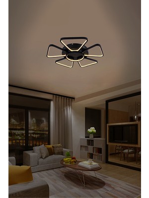 UltraMint Renkli Modern 6 Kollu LED Tavan Avizesi, Yıldız Formu, Geometrik Aydınlatma