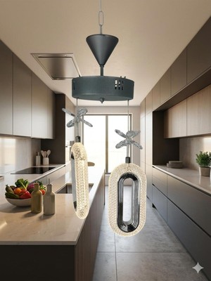 UltraMint Şık Oval LED Kristal Ikili Avize, 3 Renk Seçeneği ile Modern Dekorasyon