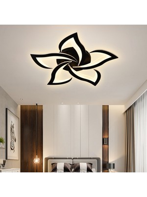 UltraMint Modern Siyah ve Beyaz Ledli 5'li Rüzgar Plafonyer Avize