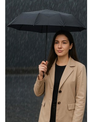 Bosile Siyah 6 Telli Mini Cep Şemsiye – Alüminyum Gövdeli, 50 Cm, Özel Kılıf ve Kutulu