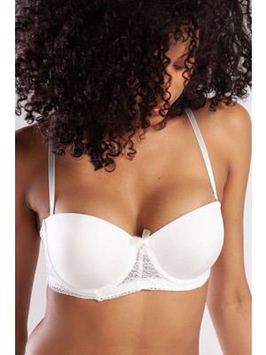 Beruflic Gala Push-Up Strapless Bra, Ekru Konforlu ve Şık Sütyen, Strapless