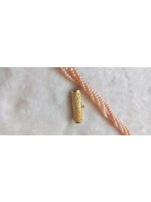 İncihanem Somon Kum Inci Kolye 3-4 mm 5 Dizi 35 cm Ince(Klipssiz)