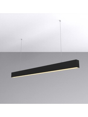 UltraMint 100CM Siyah Düz LED Lineer Sarkıt Armatür, 6500K Beyaz Işık
