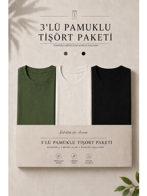 Damga 3 Adet Erkek Günlük Yazlık Bol Basic Kısa Kollu Tişört