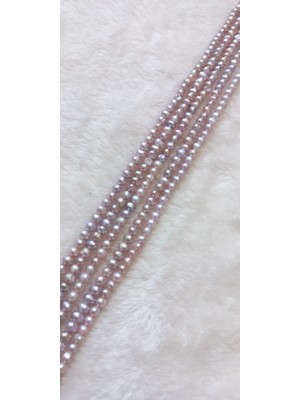 İncihanem Pastel Pembe Lavanta Kum Inci Kolye 3-4 mm 5 Dizi 35 cm Ince(Klipssiz)