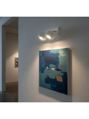 UltraMint Beyaz Gold Detaylı GU10 Ikili Hareketli LED Spot Başlık Seti