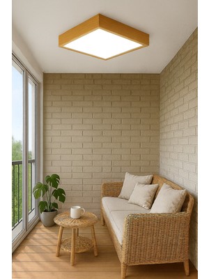UltraMint Enerji Tasarruflu Ahşap Bambu Çerçeveli LED Panel 30X30 cm Gün Işığı