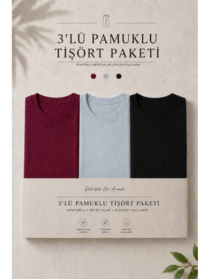 Damga 3 Adet Erkek Günlük Yazlık Bol Basic Kısa Kollu Tişört