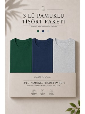 Damga 3 Adet Erkek Günlük Yazlık Bol Basic Kısa Kollu Tişört