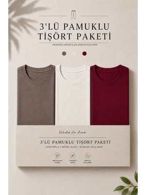 Damga 3 Adet Erkek Günlük Yazlık Bol Basic Kısa Kollu Tişört