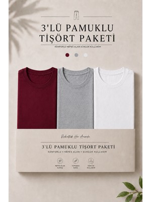 Damga 3 Adet Erkek Günlük Yazlık Bol Basic Kısa Kollu Tişört