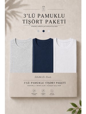 Damga 3 Adet Erkek Günlük Yazlık Bol Basic Kısa Kollu Tişört