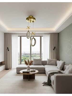 UltraMint Iki Parçalı Gold Kristal LED Spotlu Avize Seti, Şıklık ve Işık Kalitesi