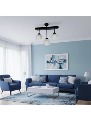 UltraMint Şık 3’lü Beyaz Camlı Modern Avize, Ev ve Ofis Dekorasyonu Için Ideal