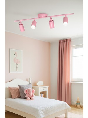 UltraMint 4'lü Pembe Renk Spot Ledli Modern Avize, Salon, Mutfak, Banyo Için