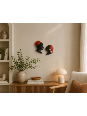 Retro Ruhu Büyük Boy ( 20X16 cm )Bakır Renk Retro Aşuk ile Maşuk Duvar Dekoru | El Yapımı | Nostaljik Ev Dekorasyonu”