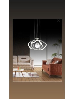 UltraMint Krom Sarkıt LED Avize, Modern Tasarım, 3 Renk Işık, Salon ve Mutfak Aydınlatması