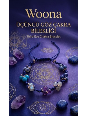 Woona Üçüncü Göz (Ajna) Çakrası Sezgi ve Farkındalık Bilekliği - Apatit&ametist&dumortierit&hematit&labradorit&sodalit&lapislazuli Ayarlanabilir Özel Tasarım El Yapımı Bileklik Doğal Taş Çakra Bilekliği