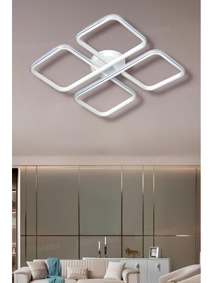 UltraMint Şık Beyaz Chrome Modern Plafonyer LED Avize, Evinize Zarafet Katar