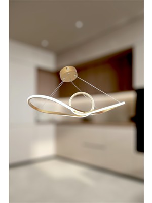 UltraMint Modern Eskitme Gold Papyon Modeli, 3 Renkli LED Avize, Şık ve Zarif Tasarım