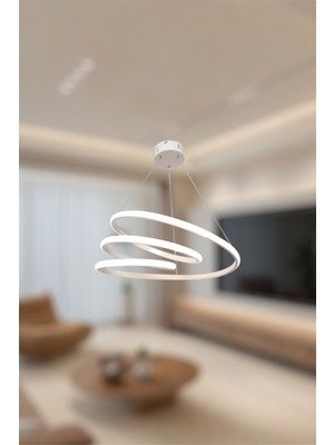 UltraMint Modern Beyaz Space Model Tek Renk LED Avize, Şık ve Parlak Aydınlatma