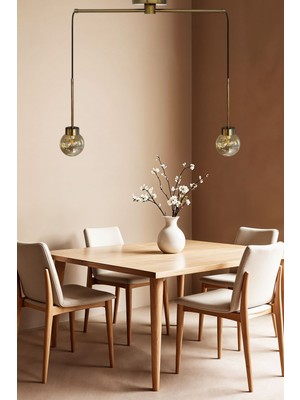 UltraMint Ikili Petite Cam Bal Rengi Metal Çubuk Avize, Restoran ve Salon Aydınlatması