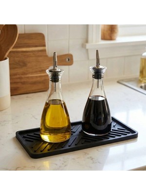Renas Store Siyah Silikon Yağdanlık Altlığı – Kaydırmaz Mutfak Organizer 23X10 cm (5047)