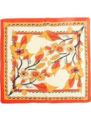 Renas Store Yaprak Çiçek Desenli Zr Şifon Fular 50*50 cm