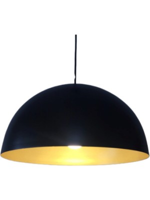 UltraMint Retro Siyah ve Sarı Metal Sarkıt Avize, 40 Cm, Şık ve Modern Tasarım