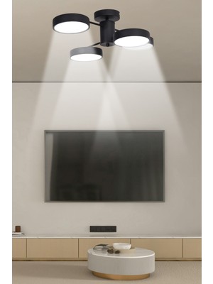 UltraMint Modern Siyah Beyaz LED Avize, Salon, Yatak Odası ve Mutfak Için 4'lü Set